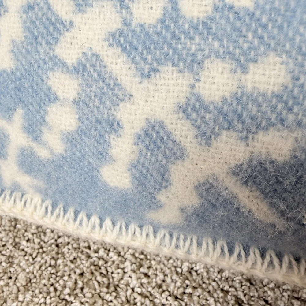 Barker Textiles Wool Throw Pillow Blue White‎ Scandinavian Snowflake 18x18